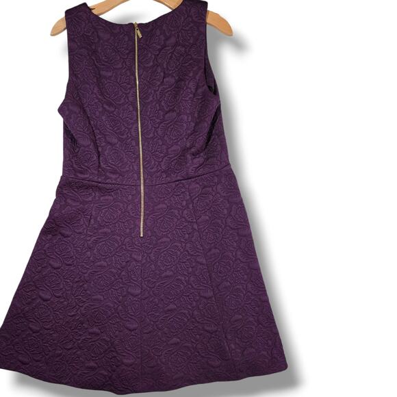 Eliza J Purple Textured Fit & Flare Dress Women’s Size 14 Sleeveless Zip-Back - Picture 4 of 7